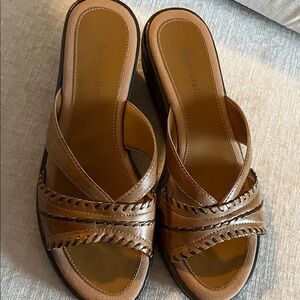 Naturalizer Tan Leather Cross-Strap Sandals